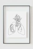 Nurse wall art with line art florals, blending medical precision with natural elegance. Perfect gift for nurses, combining professional aesthetics with botanical charm.