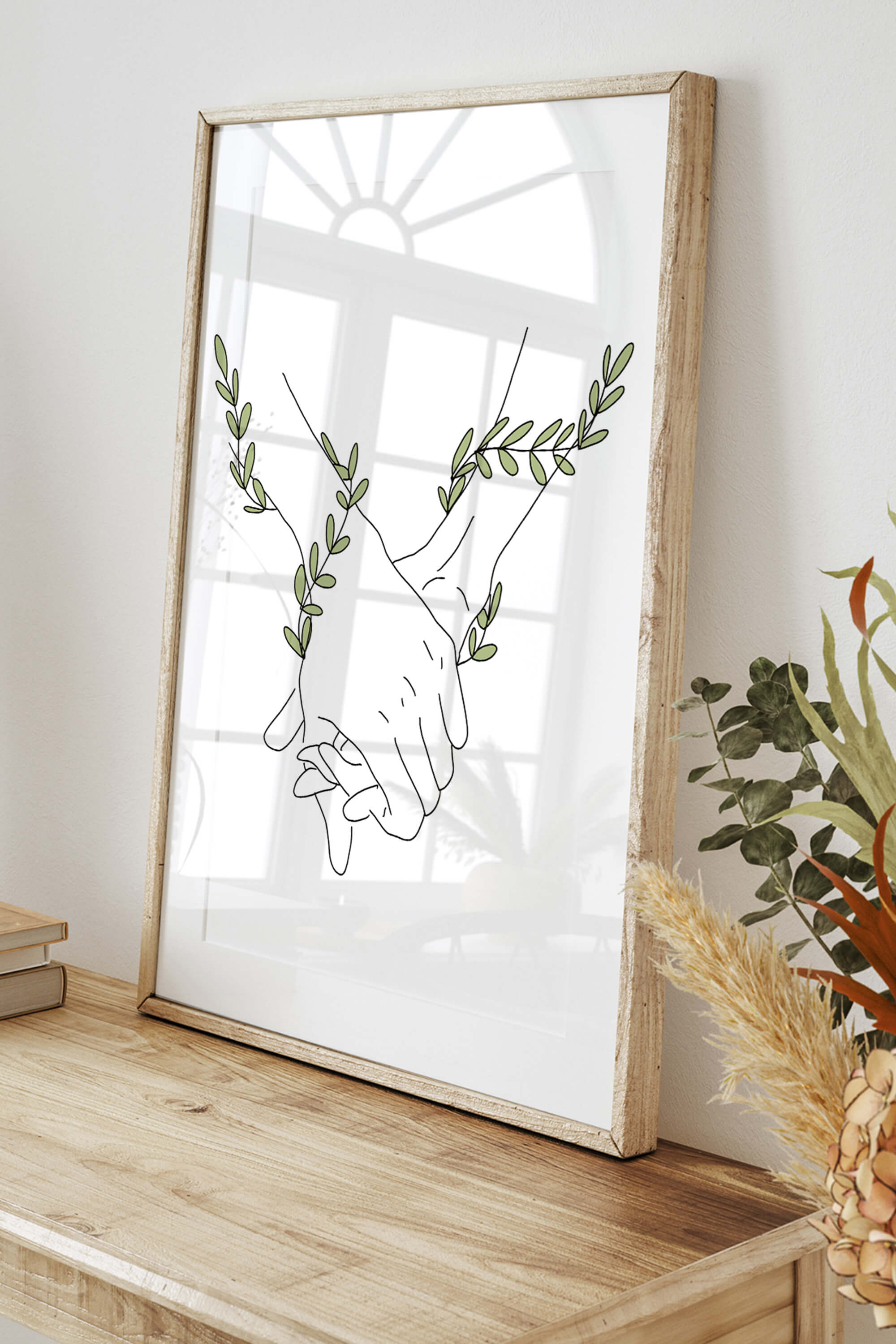 Love-themed home decor with a botanical illustration, adding warmth and charm to your space.