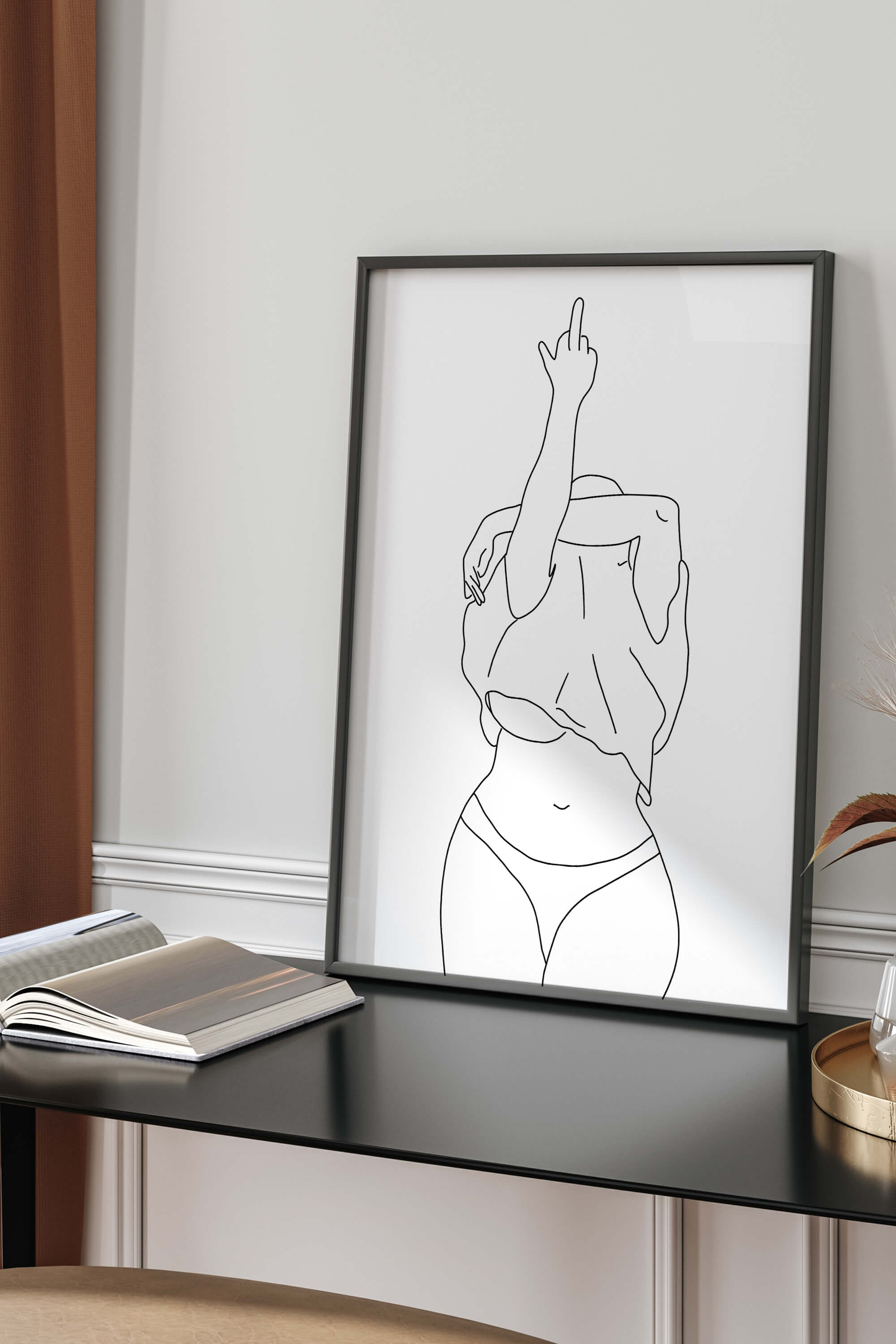 Extraordinary art print featuring a rebellious middle finger, symbolizing authenticity and identity. Beyond the canvas, this print invites you to challenge norms and create a unique space.