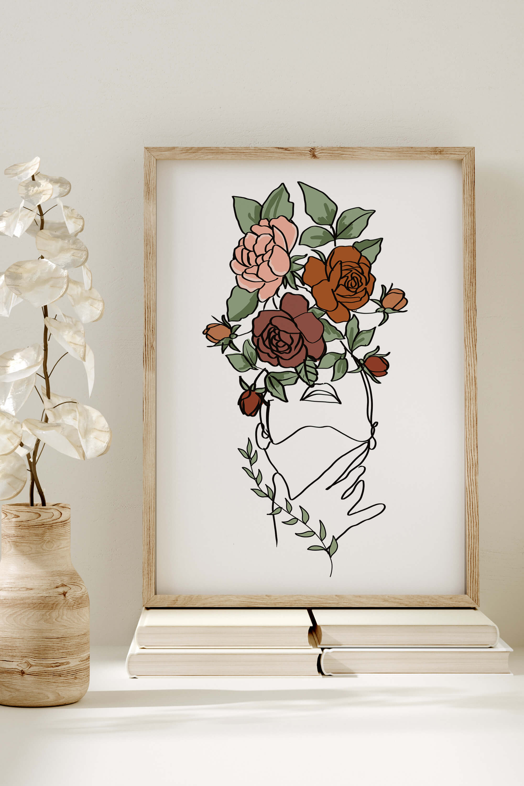 Minimalist beauty in a floral artwork with clean lines and floral patterns, perfect for various decor styles.