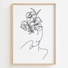 Minimalist Female Figure with Floral Crown Wall Decor