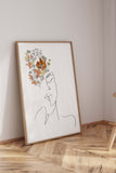 Modern feminine wall art print with intricate floral details, blending contemporary style with elegant femininity.