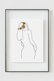 Modern minimalist line art decor showcasing the graceful back of a woman, perfect for a contemporary home.