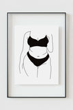 Stunning monochrome art showcasing the essence of curvy confidence. The poster blends strength and sensuality with bold imagery, a perfect tribute to empowerment.