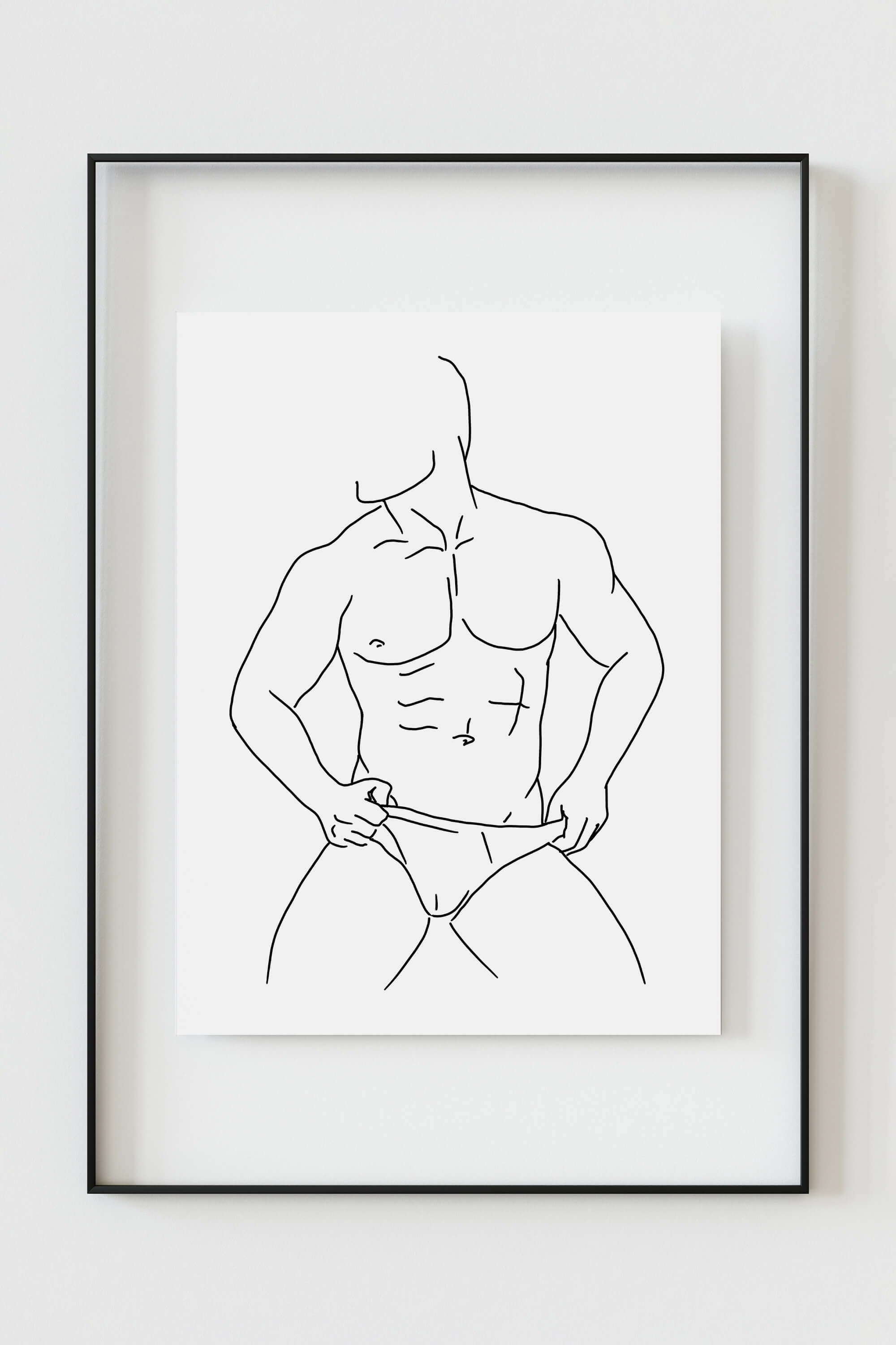 Experience elegance with this monochrome gay male line art poster. The carefully crafted lines bring sophistication to the forefront, making it an exquisite piece for art enthusiasts.