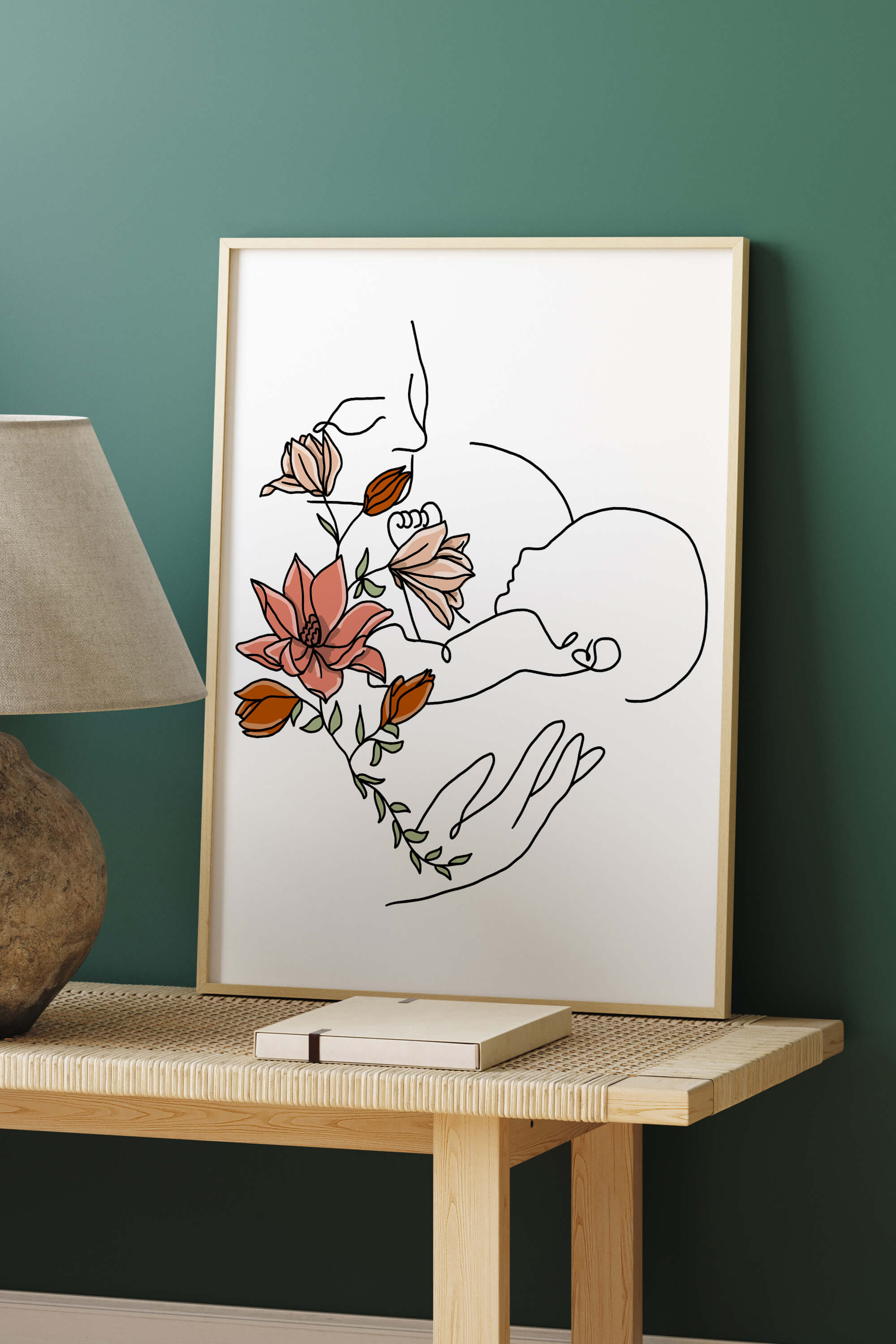 Capture the essence of motherhood with this radiant art piece. Blossom with joy as you embark on the journey of motherhood. Cultural symbols intertwined with the radiance of maternity.