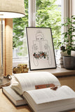Nature-Inspired Floral Bookish Print of Woman Reading a Book