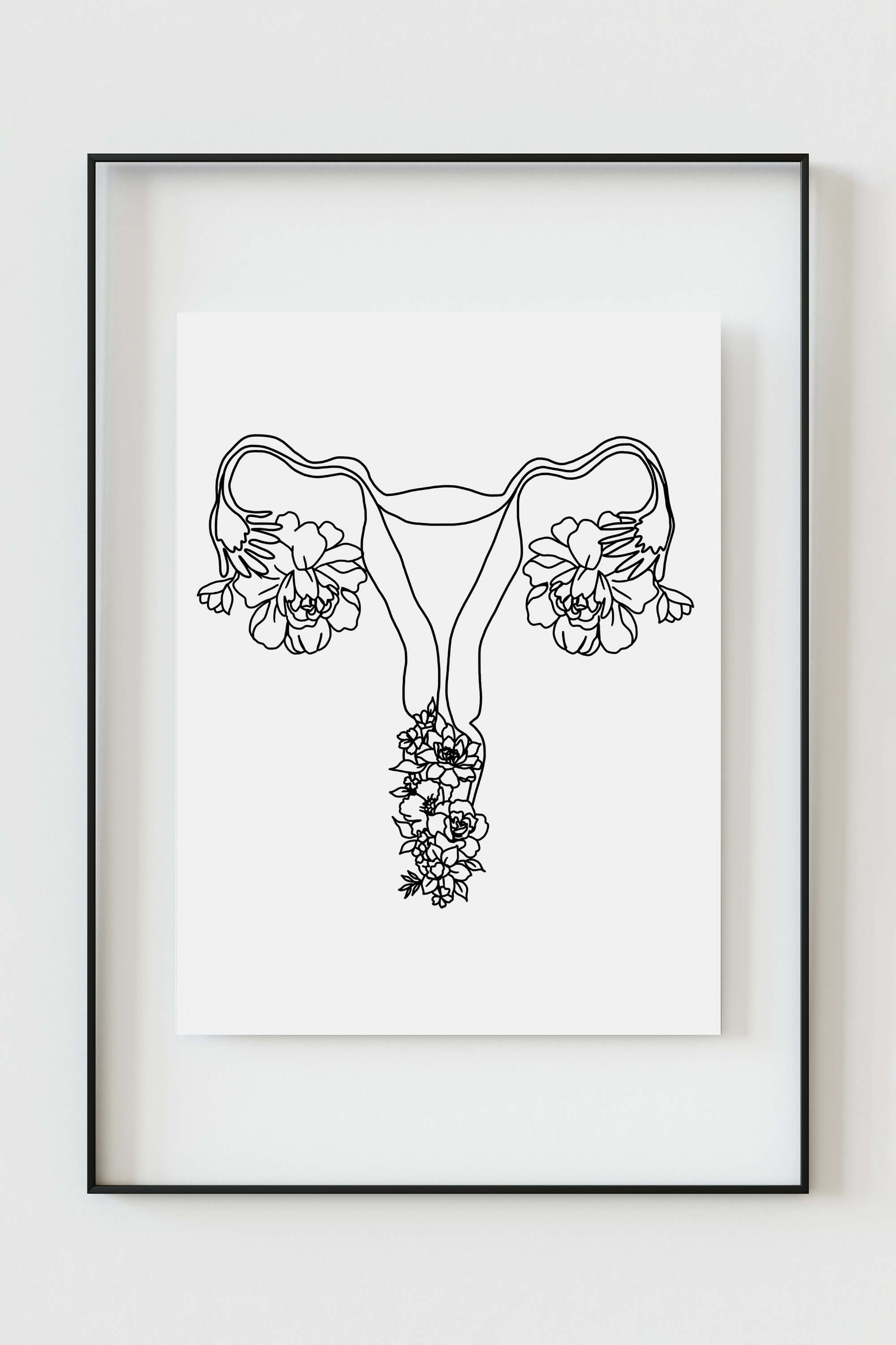 Pregnancy Announcement Gift - Floral Anatomy Illustration. This elegant artwork captures the essence of new life with a harmonious blend of delicate florals and uterine symbolism.