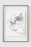 An intricately detailed art print capturing the essence of femininity, ideal as a thoughtful pregnancy announcement gift or wall decor for medical professionals.