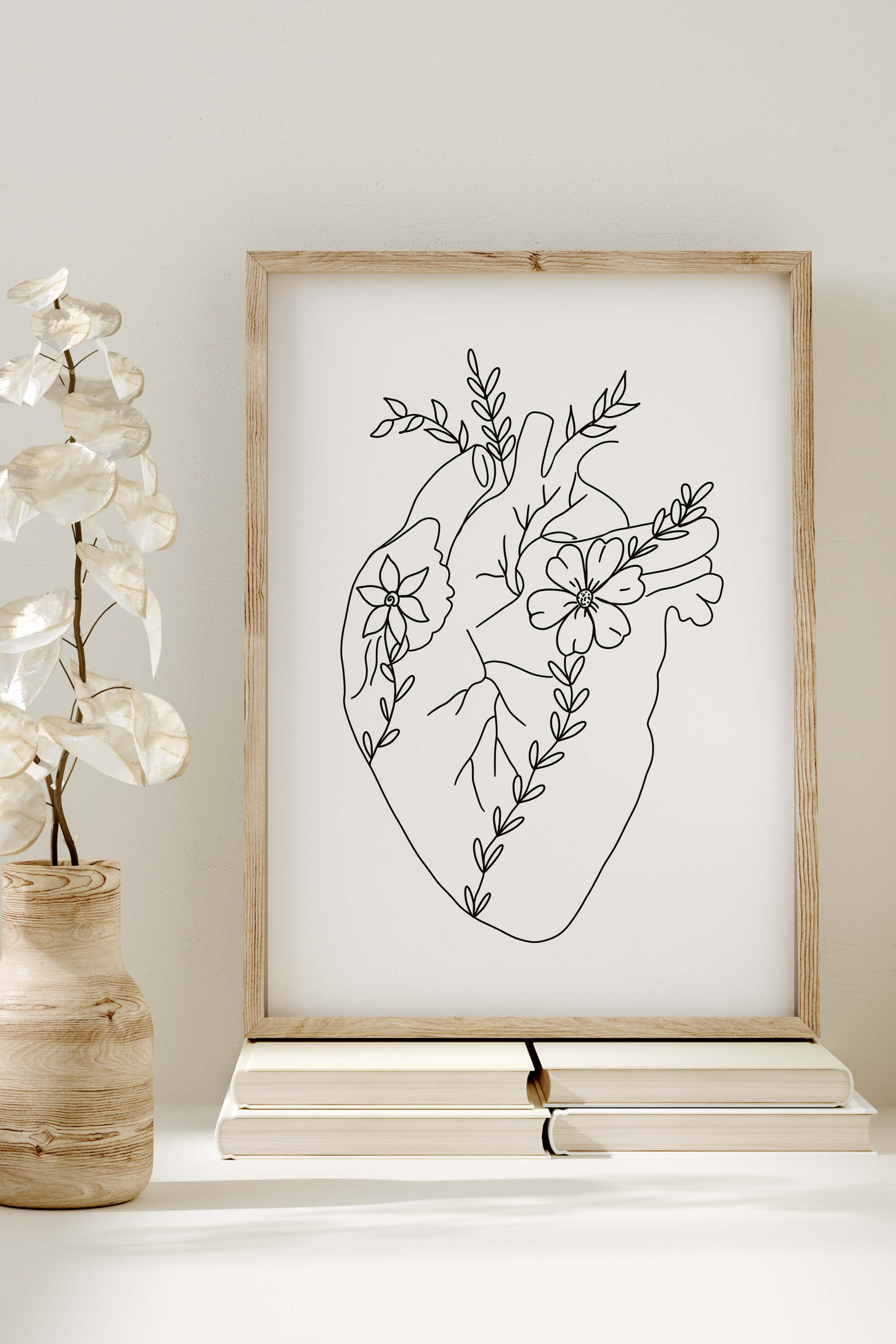 Romantic flower heart artwork - A beautiful portrayal of love and nature, where vibrant florals intertwine to create a heart-shaped masterpiece.