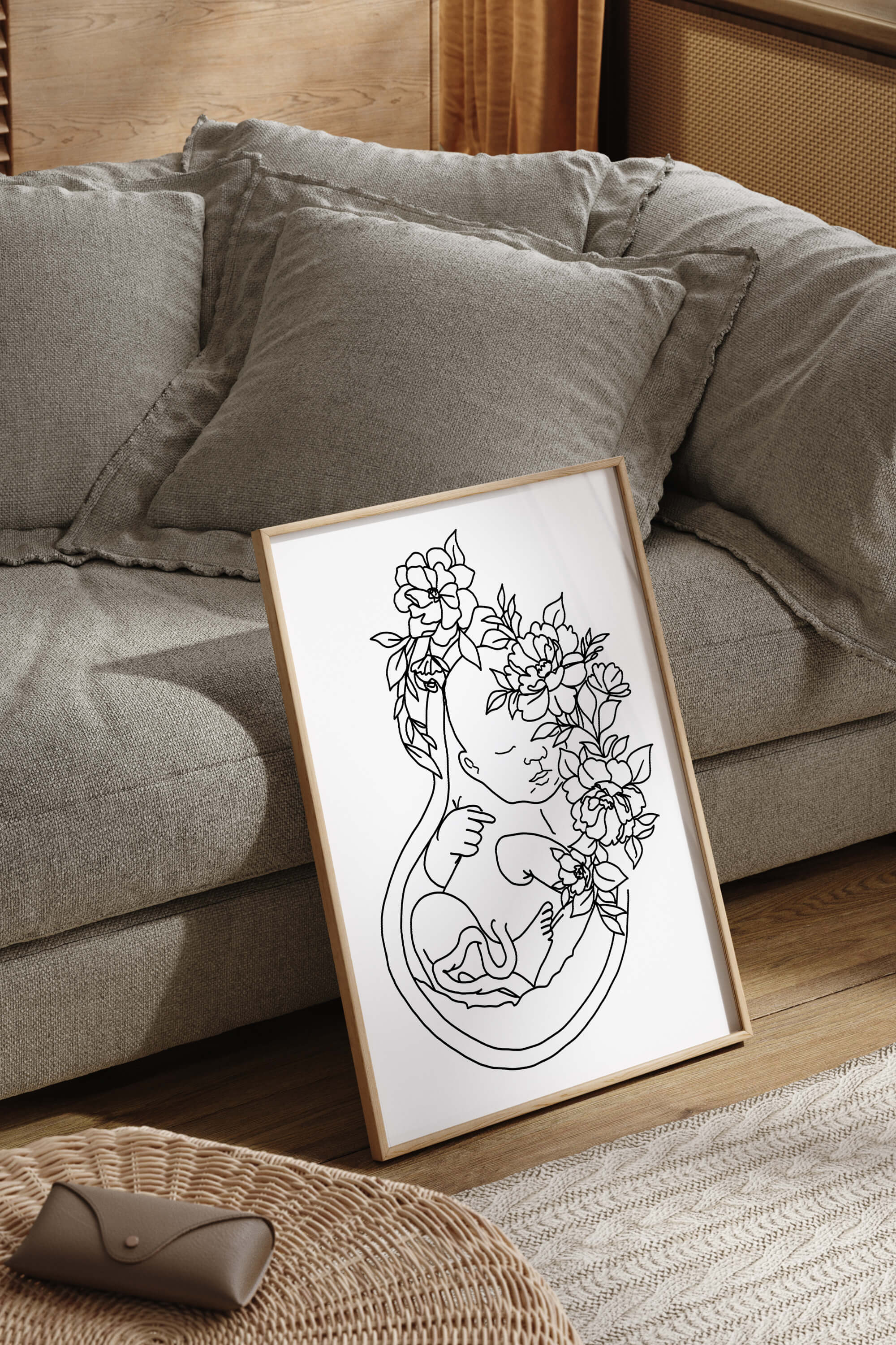 Floral uterus art print, adding sensuality and elegance to your living space. Hang this captivating design in your nursery or living room to elevate the atmosphere with the beauty of nature's grace.