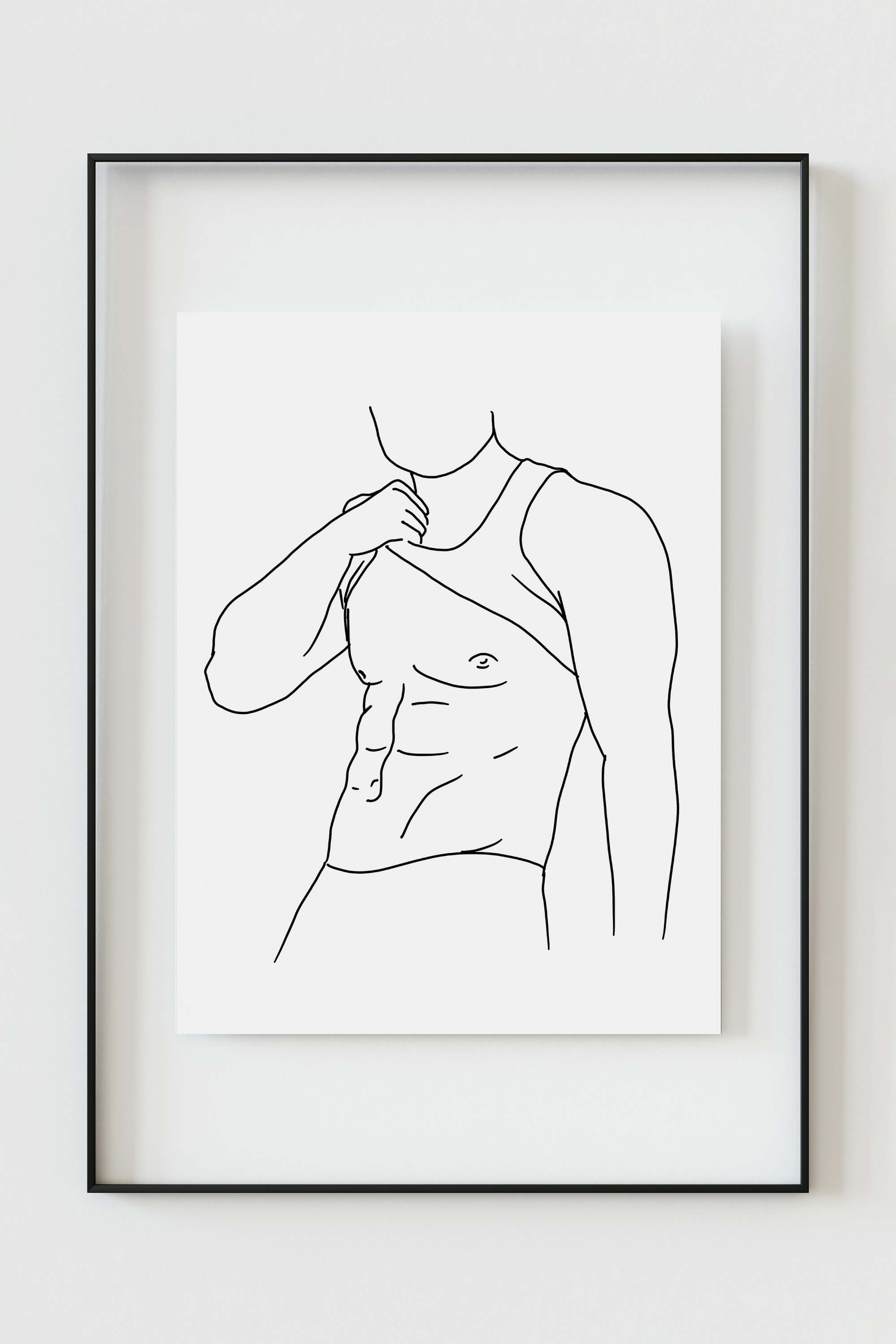Discover the allure of naked male art with this passionate elegance poster. Intricate lines and monochromatic tones create a visually stunning work, blending sensuality with artistic refinement.