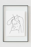 Discover the allure of naked male art with this passionate elegance poster. Intricate lines and monochromatic tones create a visually stunning work, blending sensuality with artistic refinement.