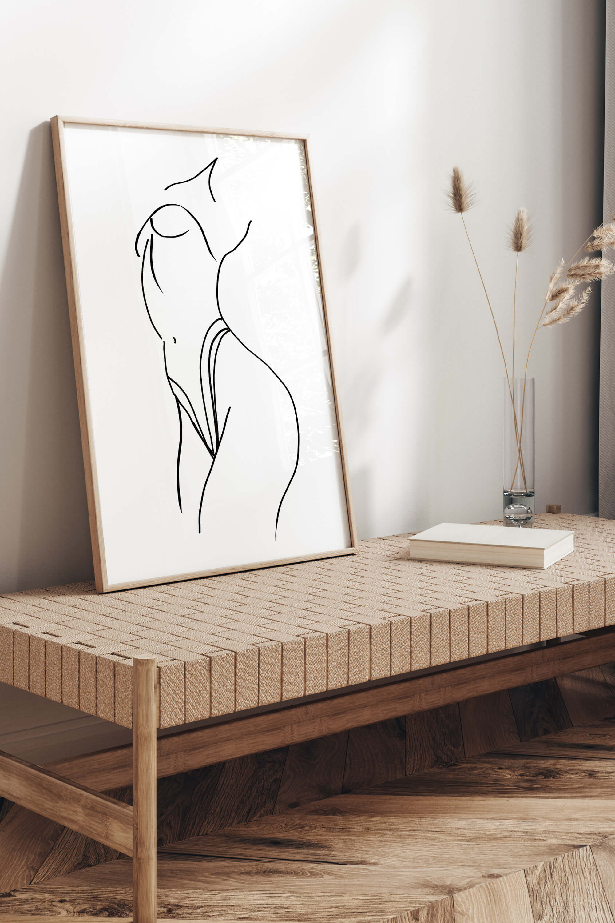 A contemporary fusion of minimalist style with cultural inspiration. This artwork blends modern elegance with cultural motifs, creating a unique and visually stunning piece. Perfect for those who appreciate diversity in art.