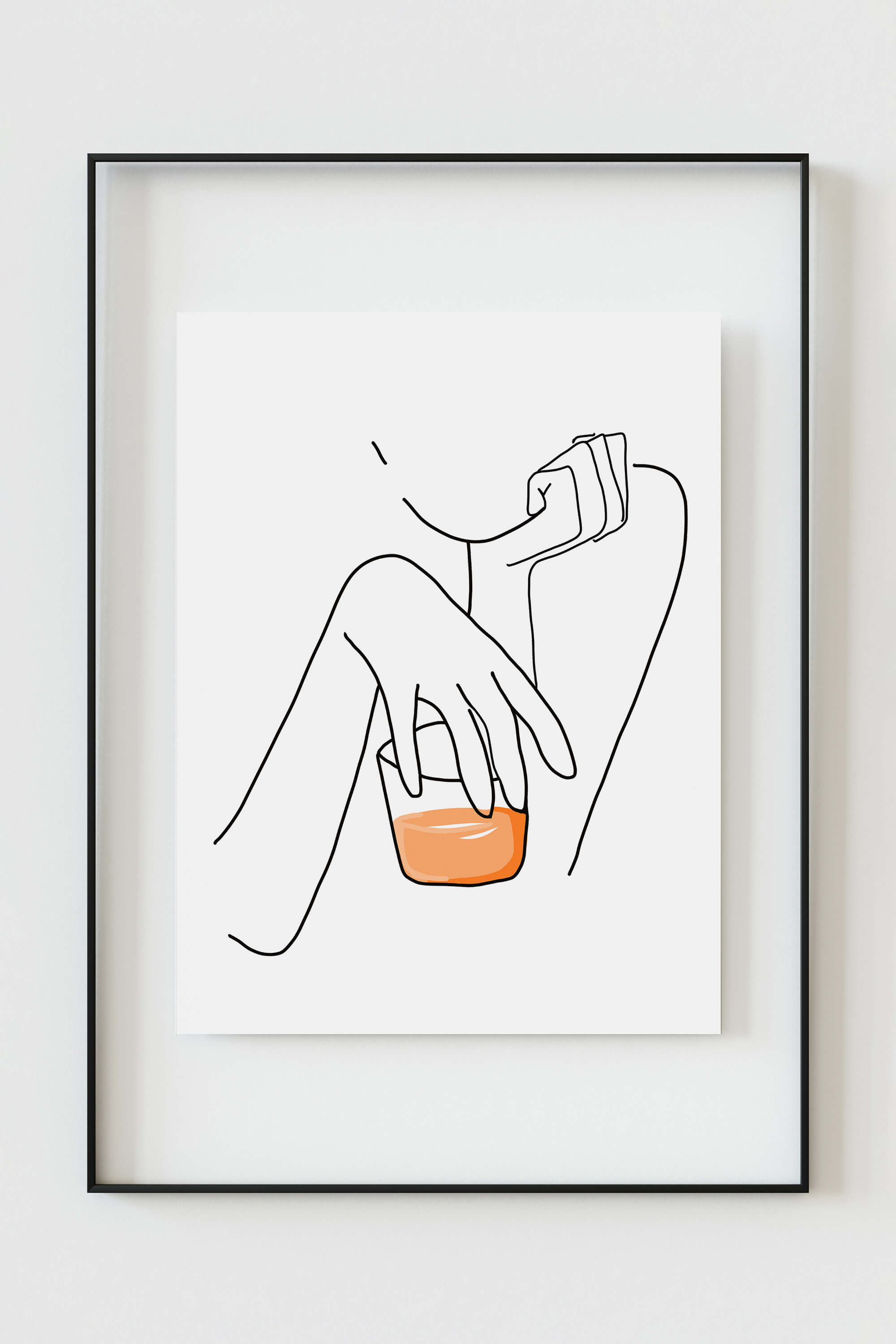 Sophisticated whiskey line art print, perfect for enhancing any bar or lounge area with chic decor.