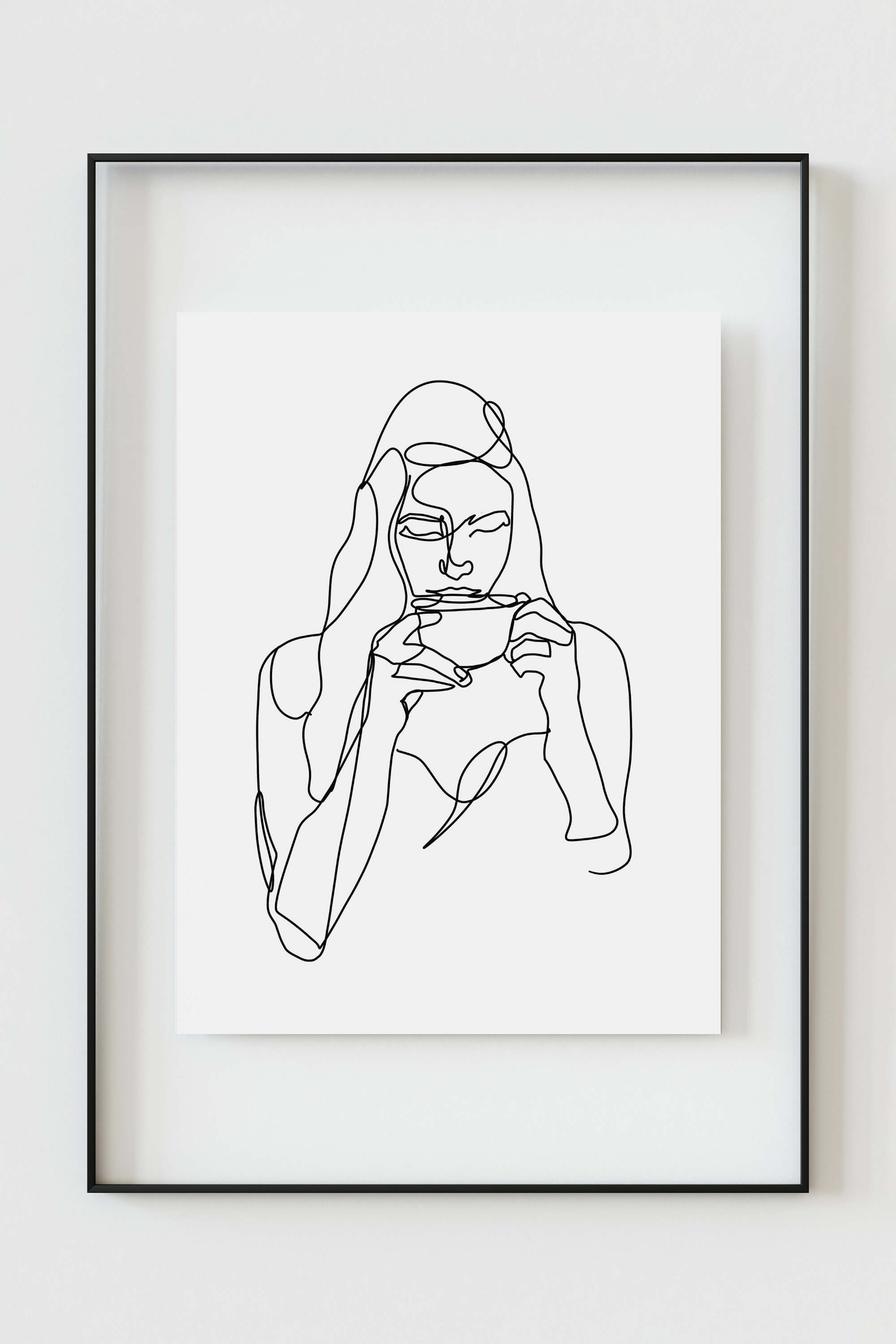Dive into the symphony of aesthetics with this contemporary women's line art print, a captivating portrayal of elegance and an artistic dance of lines and curves.