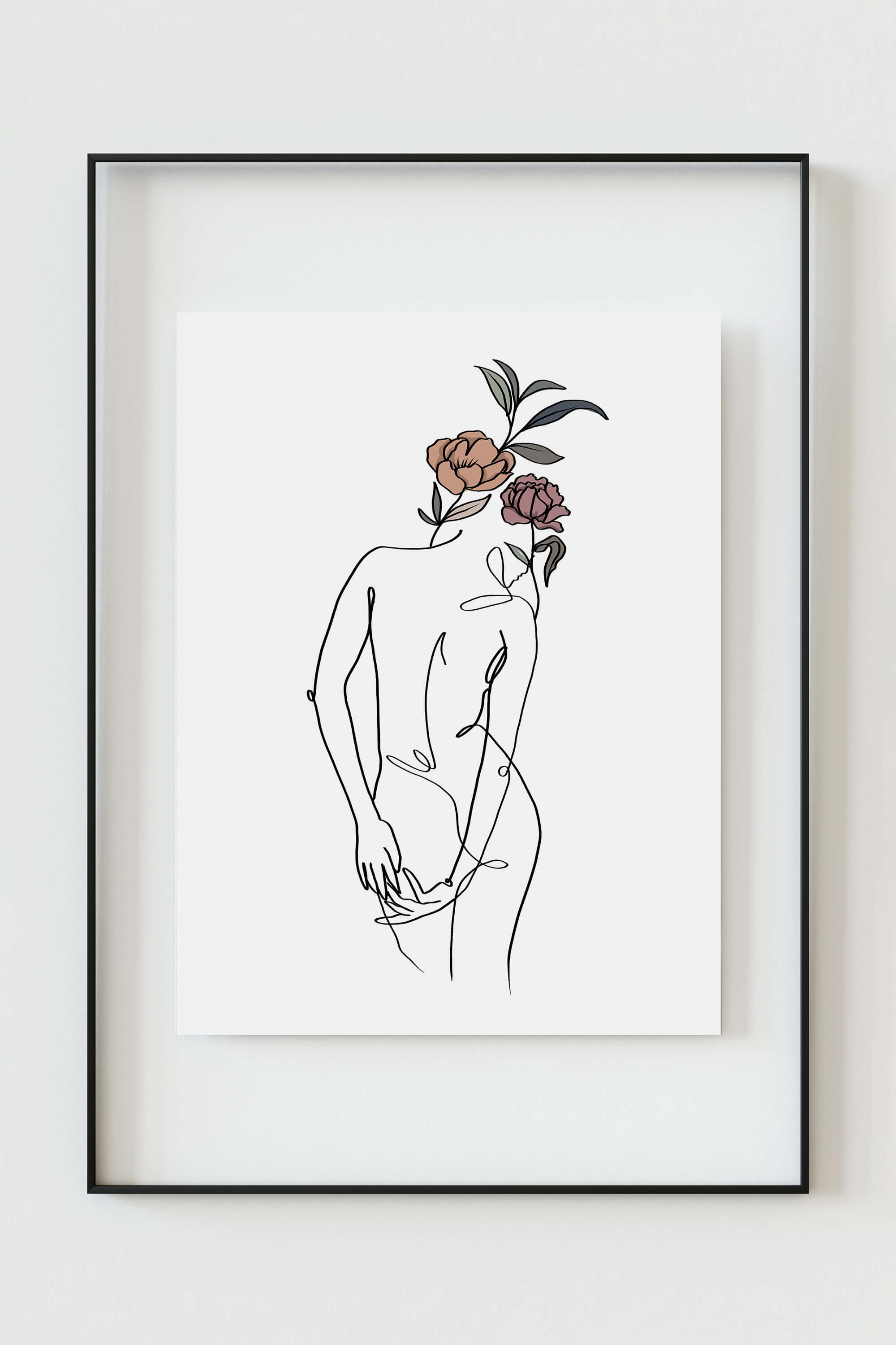 Elegant Female Form & Floral Line Art - Chic Home Wall Decor