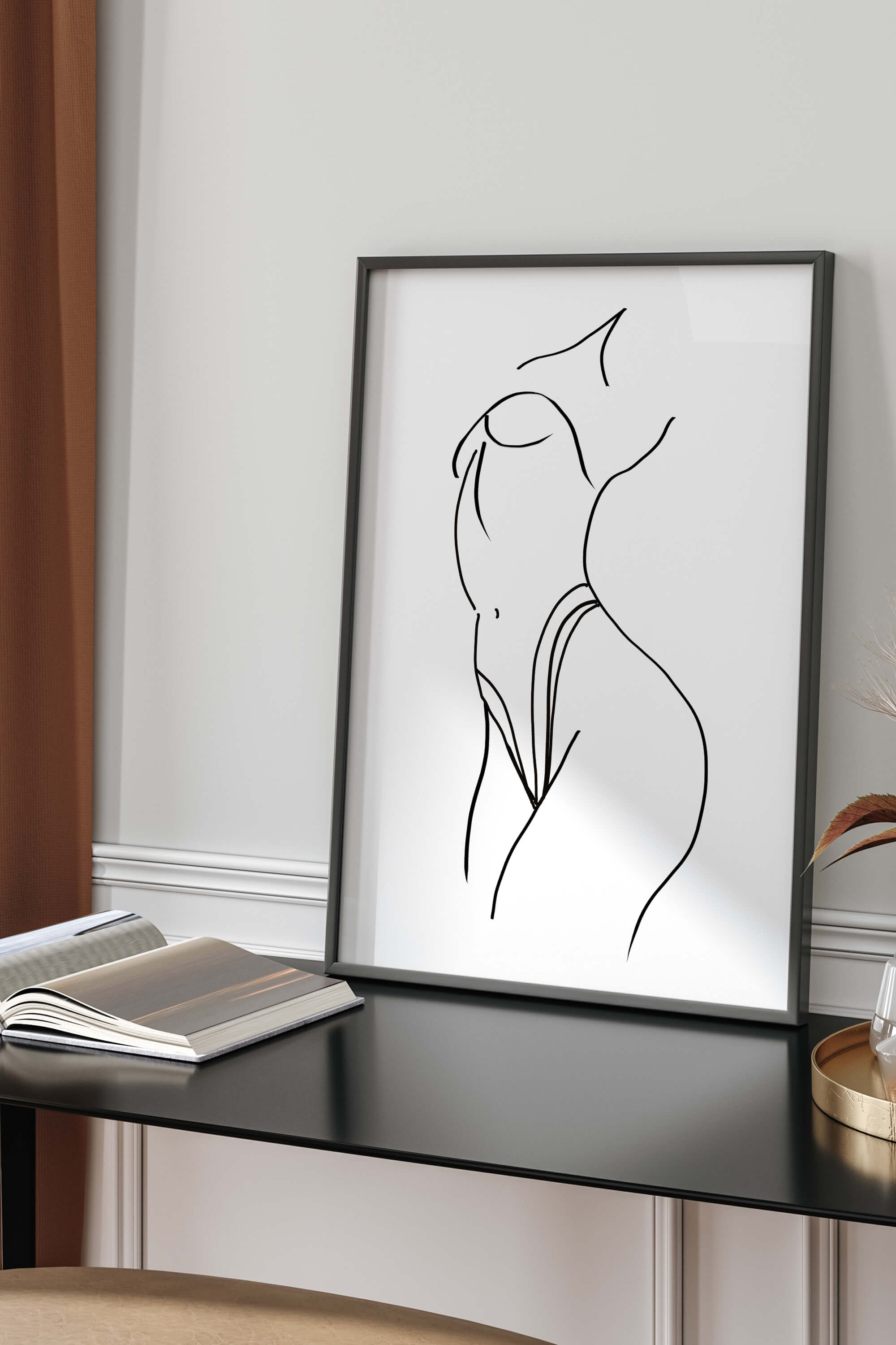 Abstract representation of female body poses in monochrome. The art print explores the boundaries of form and movement, making it a captivating piece for those interested in modern, abstract interpretations of the human body.
