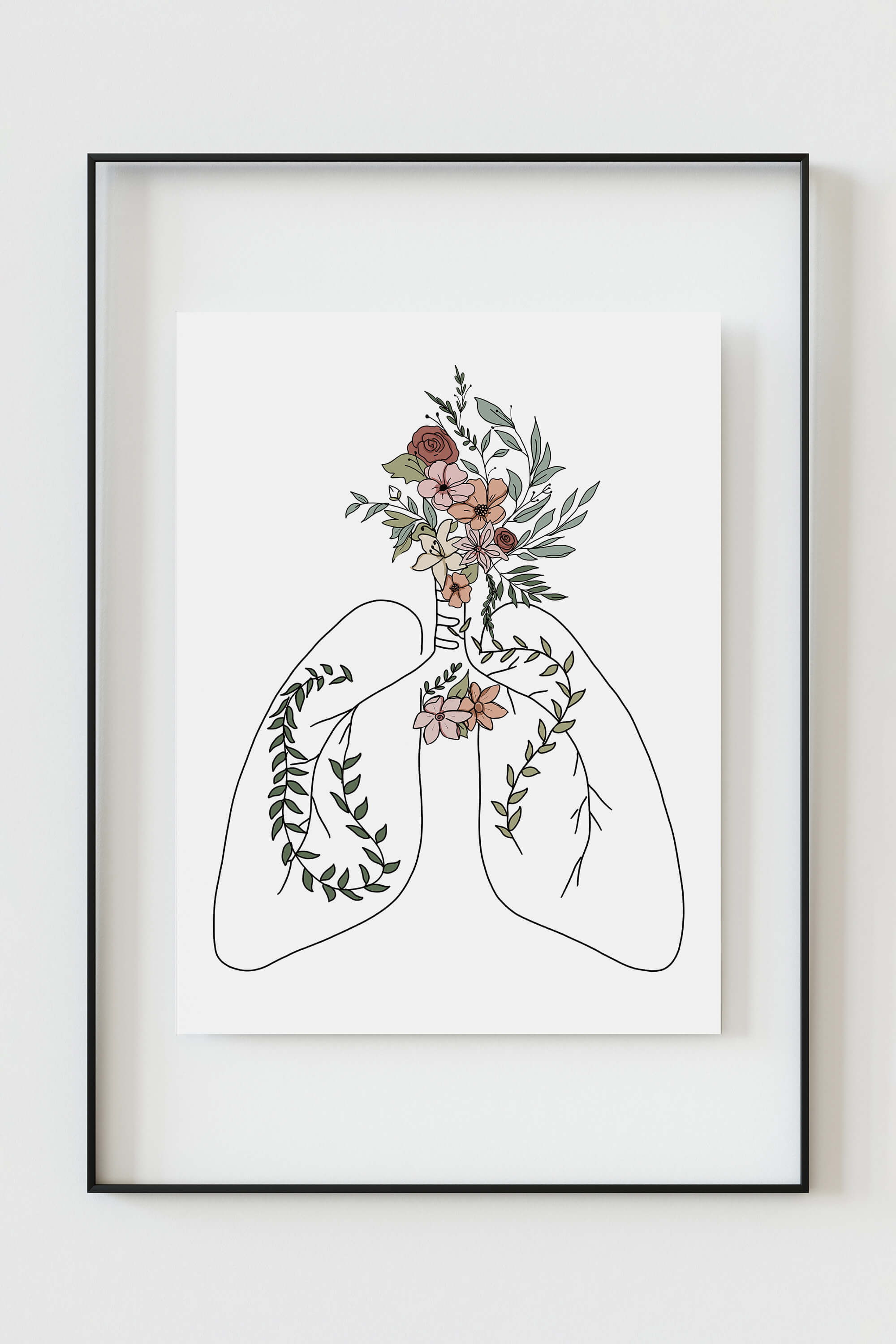 Unique Anatomy Wall Art featuring lungs with floral embellishments, symbolizing hope and recovery for cancer survivors.