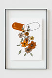 Unique Apothecary Art showcasing colorful pills adorned with flowers, ideal for healthcare professional offices.