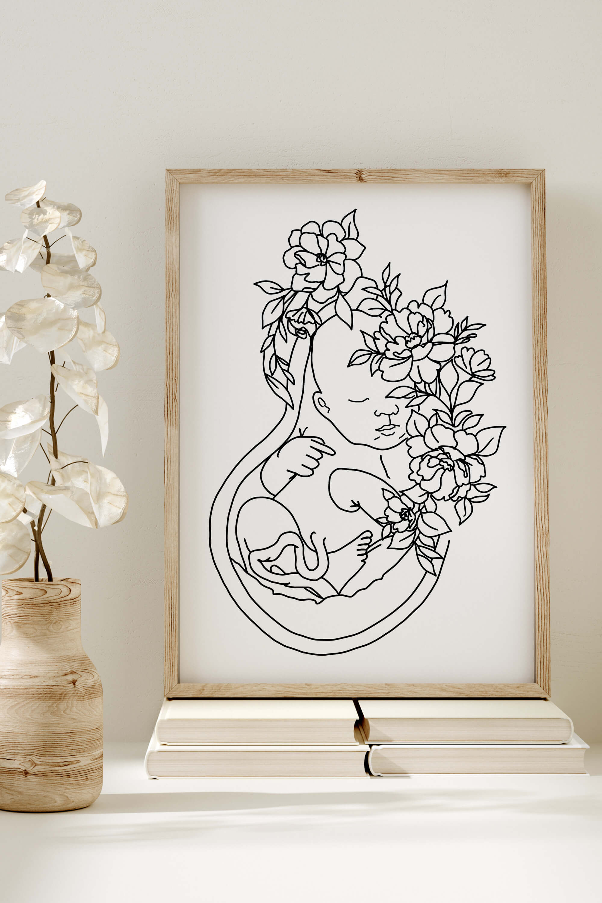Thoughtful gift idea featuring a unique floral uterus anatomy art print. A blend of anatomy, artistry, and emotion, this print resonates with the journey of motherhood. Perfect for expectant mothers and baby showers.