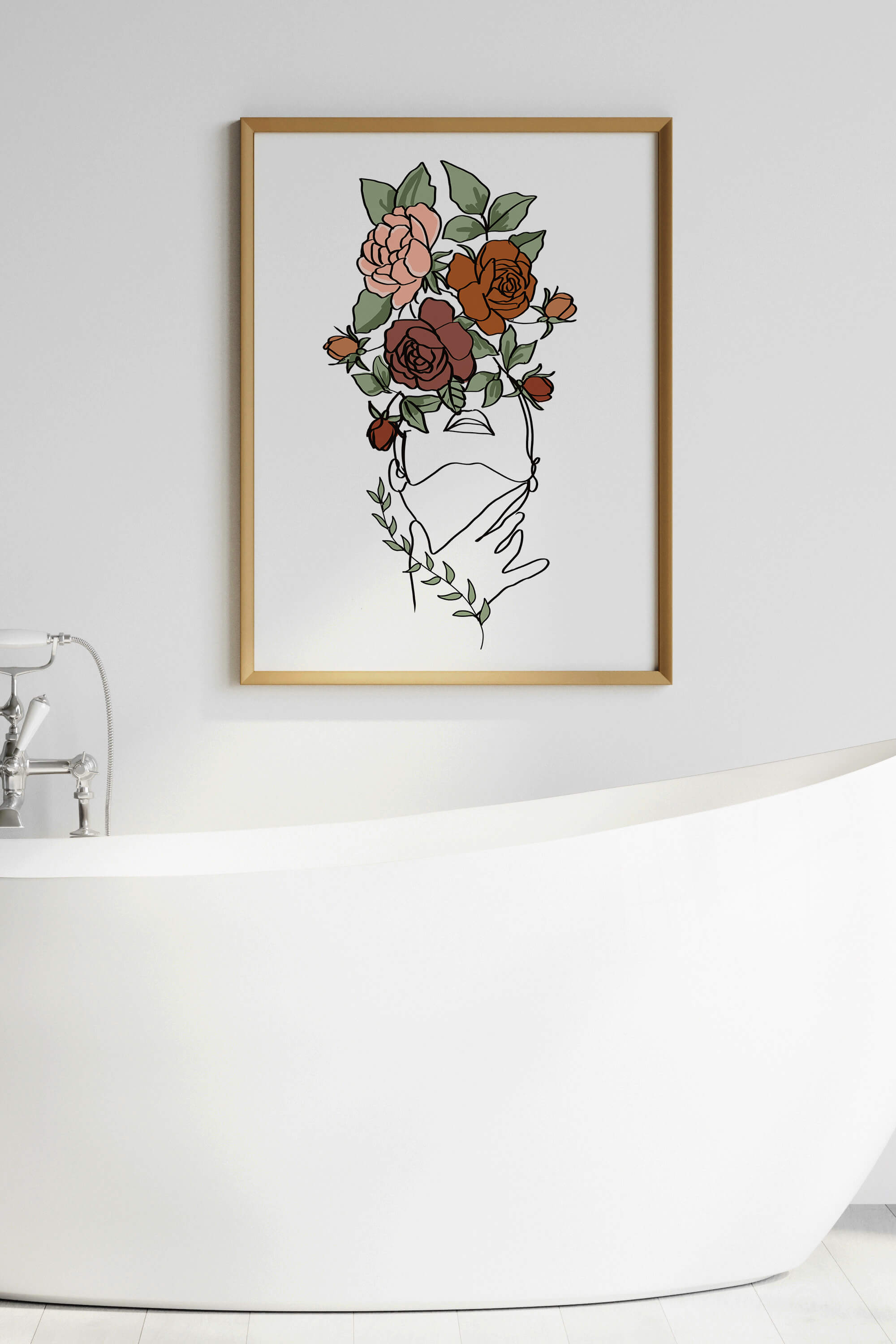 Versatile and artistic floral line art poster reflecting the beauty of feminine strength and nature's allure.