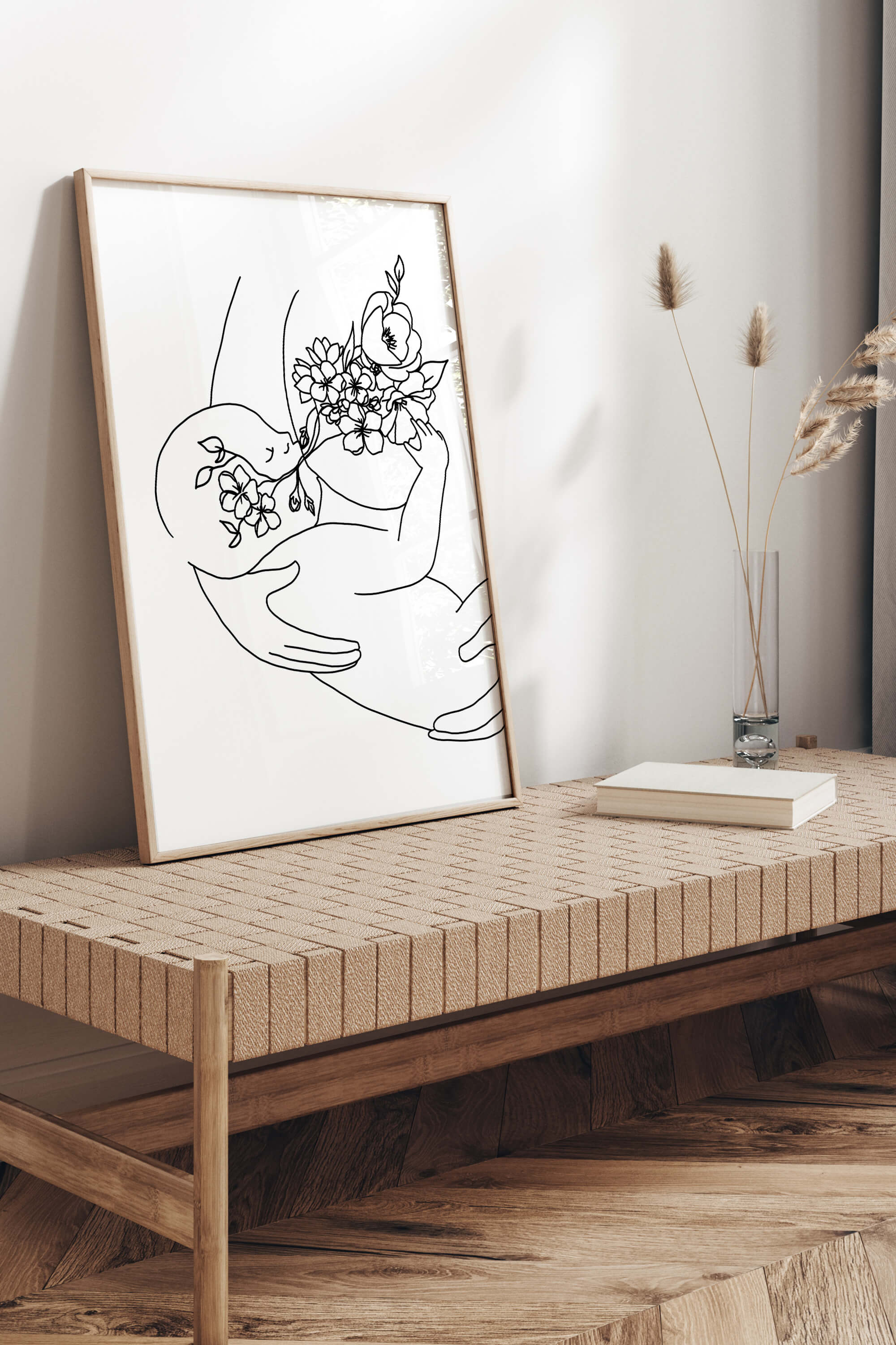 Transform your home with this abstract floral wall art, featuring a monochrome palette that complements various styles, creating a timeless and calming atmosphere.