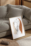 Vibrant bedroom wall art featuring a colorful woman's silhouette in a chic line art style.